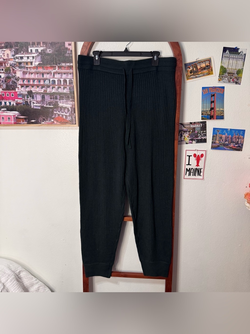Spiritual Gangster Luxe Essential Rib Joggers Dark Green - Picture 3 of 7